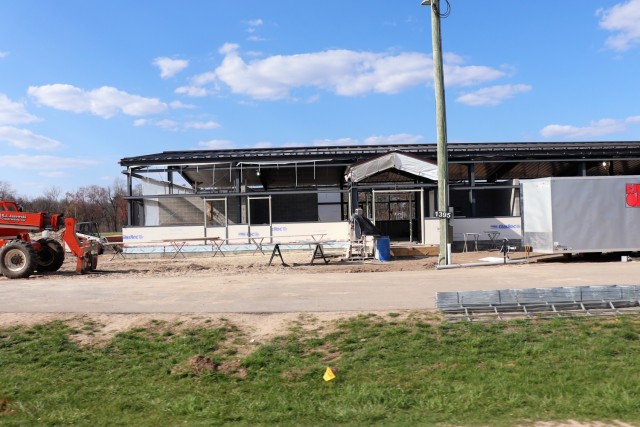 Construction of a fitness facility at the Fort McCoy running track is shown April 22, 2021, on the cantonment area at Fort McCoy, Wis. MDM Construction, headquartered in Rockford, Ill., is the contractor for the construction. They were awarded the...