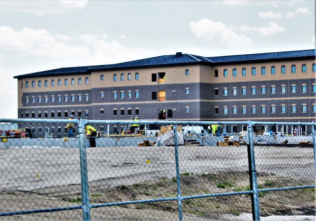 Infrastructure work is shown under way June 2, 2021, in the 1600 block of the cantonment area at Fort McCoy, Wis., for a second transient training troops barracks project. The second barracks $18.8 million barracks project was awarded to L.C....