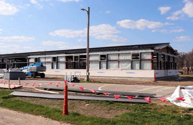 Construction of a fitness facility at the Fort McCoy running track is shown April 22, 2021, on the cantonment area at Fort McCoy, Wis. MDM Construction, headquartered in Rockford, Ill., is the contractor for the construction. They were awarded the...
