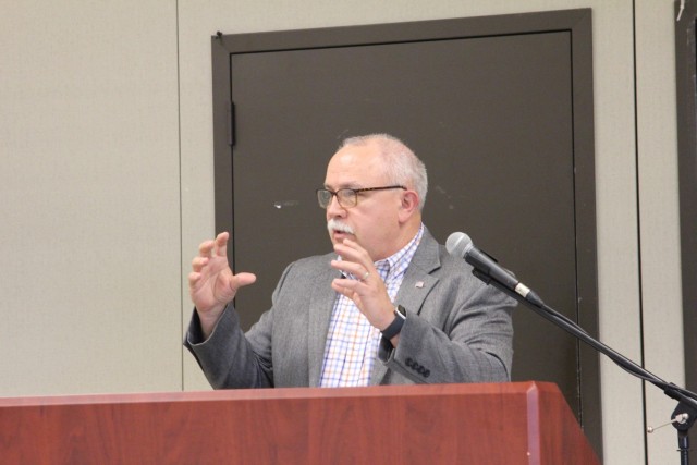 The Rev. Randy Brandt, a retired chaplain and U.S. Army colonel, speaks to Fort McCoy, Wis., community members at the Memorial Day Prayer Luncheon, held May 27 at the installation. The Religious Support Office organizes prayer lunches for both...