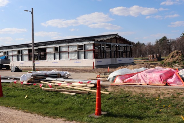 Construction of a fitness facility at the Fort McCoy running track is shown April 22, 2021, on the cantonment area at Fort McCoy, Wis. MDM Construction, headquartered in Rockford, Ill., is the contractor for the construction. They were awarded the...