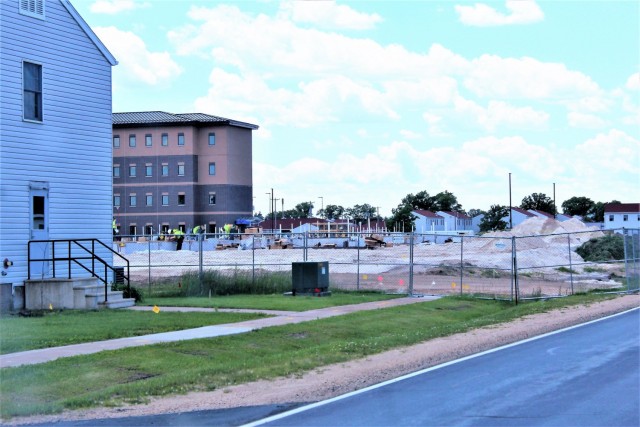 Infrastructure work is shown under way June 2, 2021, in the 1600 block of the cantonment area at Fort McCoy, Wis., for a second transient training troops barracks project. The second barracks $18.8 million barracks project was awarded to L.C....