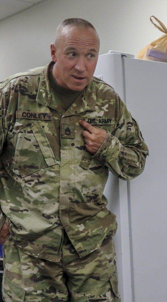 Sgt. 1st Class Billy J. Conley, assigned to the 13th Battalion, 100th Regiment,  Fort McCoy, Wis., shares stories of his Army career, June 11 2021.