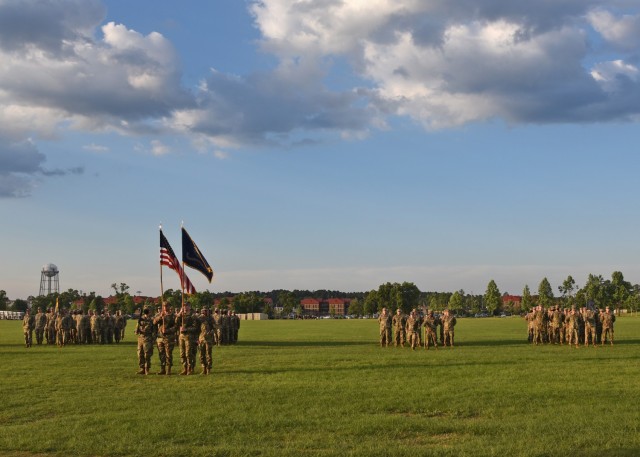 Soldiers of the 2nd Battalion, U.S. Army Cyber Protection stand in formation during the battalion's change of command ceremony, at Fort Gordon, Ga., June 16, 2021. (Photo by Staff Sgt. Roman Rajm)