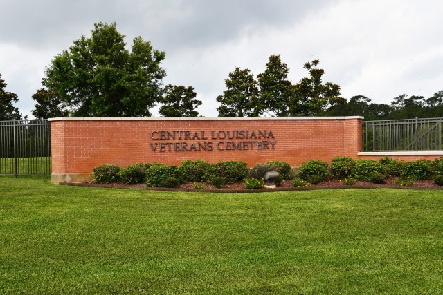 Beautiful landscaping greets you when entering the grounds of the Central Louisiana Veterans Cemetery.