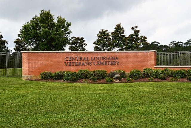 Beautiful landscaping greets you when entering the grounds of the Central Louisiana Veterans Cemetery. 
