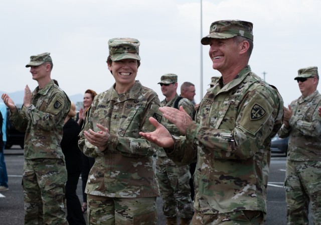 Maj. Gen. Maria Barrett, U.S. Army Network Enterprise Technology Command and Brig. Gen. Eric Little, White Sands Missile Range were in attendance at the Ground Breaking Ceremony for EPG&#39;s Ground Transport Equipment Building