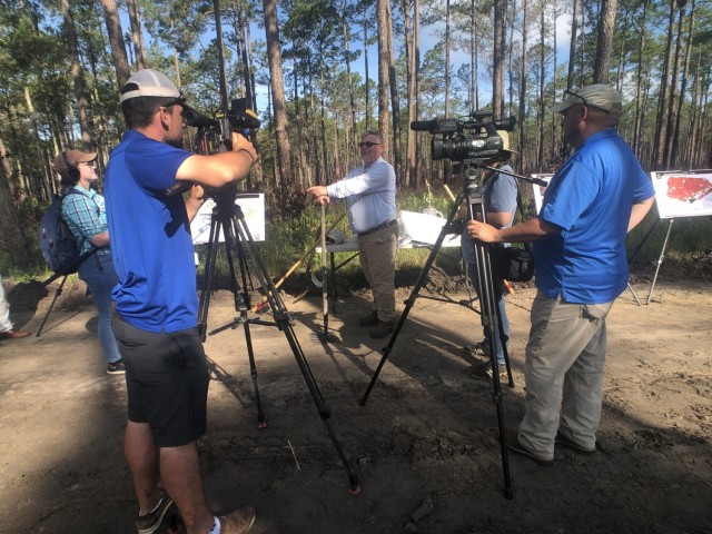 The Directorate of Public Works, Fish and Wildlife chief, Larry Carlile, speaks to members of the local news media about the installation’s wildlife conservation efforts, June 14 on Fort Stewart. The DPW Environmental Division hosted a Media Day...