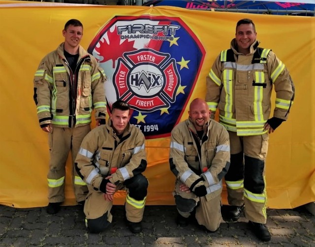 Four U.S. Army Garrison Ansbach firefighters from the Katterbach and Illesheim fire stations participated in the qualifying run for the Firefit Europe Challenge in Hannover, Germany, for the first time June 14, 2021.