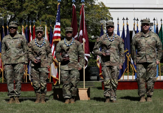 The winning team of the Regional Health Command-Pacific Best Leader Competition came from Desmond Doss Army Health Clinic, Hawaii. The team was comprised of Capt. Jason Christman, second from left; Staff Sgt. Israel Rivera, center; and Spc....