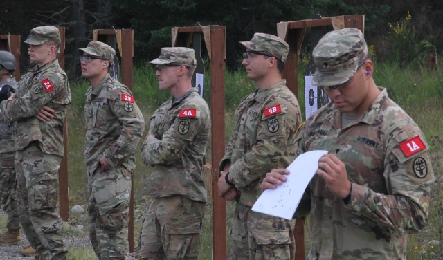 Best Leader competitors on the zero range during the Regional Health Command-Pacific Best Leader Competition at Joint Base Lewis-McChord, Wash., June 16, 2021. From left: Sgt. Zachariah Storm, Pfc. Joshua Yi, MEDDAC-Japan; Sgt. Zachery Smith, Sgt. Steffen Kelly, Tripler Army Medical Center; and Spc. Jarrett Rodriguez, Desmond Doss Army Health Clinic. The Best Leader Competition promotes esprit de corps across the Army, while recognizing Soldiers who demonstrate the Army Values and embody the Warrior Ethos. The competition recognizes those Soldiers who possess superb military bearing and communication skills, in-depth knowledge of military subjects, and the ability to perform Soldier and warrior skills at levels above those of their peers. The winners of the competition will represent Regional Health Command-Pacific at the U.S. Army Medical Command Best Leader Competition, July 25-30, in Hawaii.