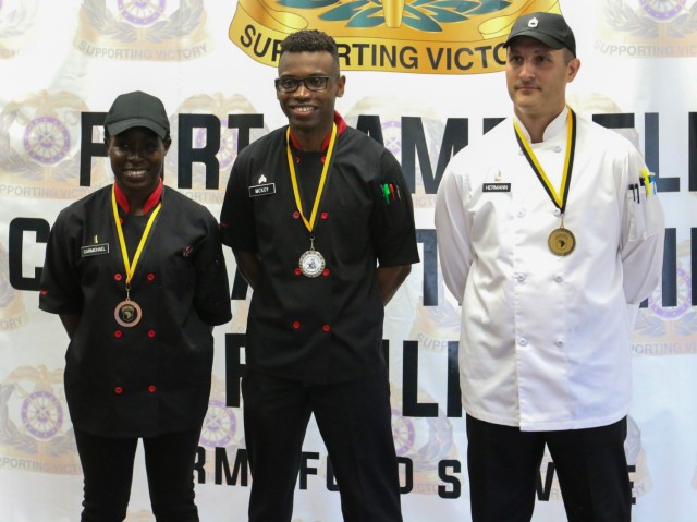 1LT Nickesha Carmichael, SGT Anthony McKoy, and SFC Adam Herrman placed in the top three spots in the 2021 Week of the Eagles culinary competition. Soldiers from across the 101st Airborne Division (AASLT) compete in the competition every year to...