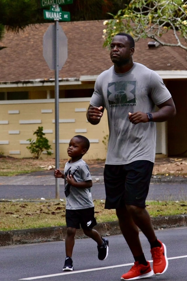 SCHOFIELD BARRACKS, Hawaii – Soldiers and Family members from 3rd Battalion, 7th Field Artillery participate in a family walk/run as part of a four-day series of leader development, team-oriented, and Soldier-development events for the 25th Infantry Division Artillery's “People First Week” from June 21-24, 2021. The week was designed to “certify” leaders in how to care for Soldiers and Families, and advance ongoing initiatives to improve quality of life for the members of the “Tropic Thunder Ohana.” (U.S. Army Photo by 1st Lt. Robert Harrell)