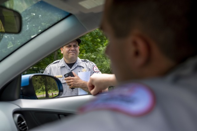 Tony Honick, resource manager for Crooked Creek Lake, U.S. Army Corps of Engineers Pittsburgh District, gives feedback to two park rangers after completing a training scenario in Ford City, Pennsylvania, June 15, 2021, as part of a five-day...