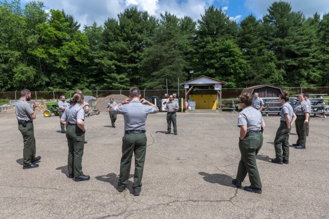 Scott Hannah, natural resource specialist, teaches a class to a group of park rangers from across the U.S. Army Corps of Engineers Pittsburgh District at Crooked Creek Lake in Ford City, Pennsylvania, June 15, 2021, as part of a five-day Visitor...