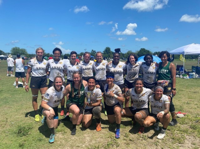 All-Army Women&#39;s Rugby Team post-match