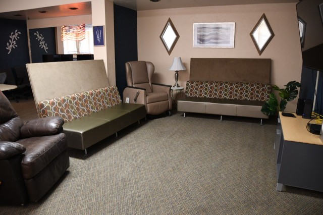 The multi-room comfort area is a mix between a living room, game room, and kitchen. As students enter the space they will find a living room setup with a television and a coffee bar. The adjoining rooms have a foosball, Ping-Pong and pool table....
