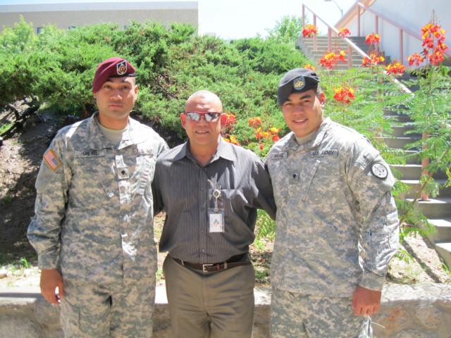 Grevel (center) pictured with two sons outside Beaumont Army Hospital, El Paso, TX.