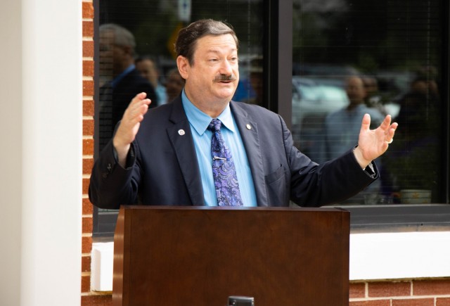 Director of the U.S. Army Test, Measurement, and Diagnostic Equipment Activity Dr. Richard Parker provided opening remarks during a ceremony to reopen the newly renovated Maj. Gen. John M. Cone Metrology Laboratory June 29 at Redstone Arsenal, Ala.