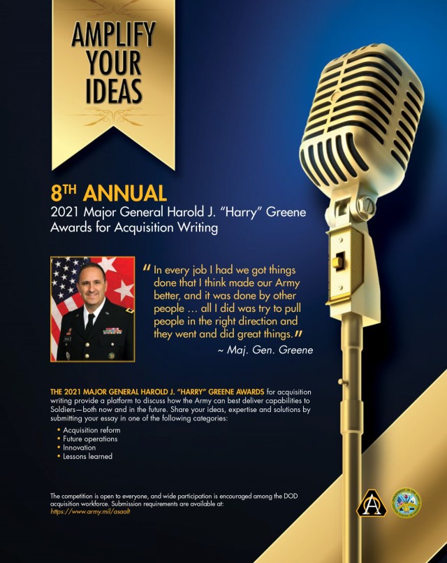 8th Annual 2021 Major General Harold J. "Harry" Greene Awards for Acquisition Writing Ad