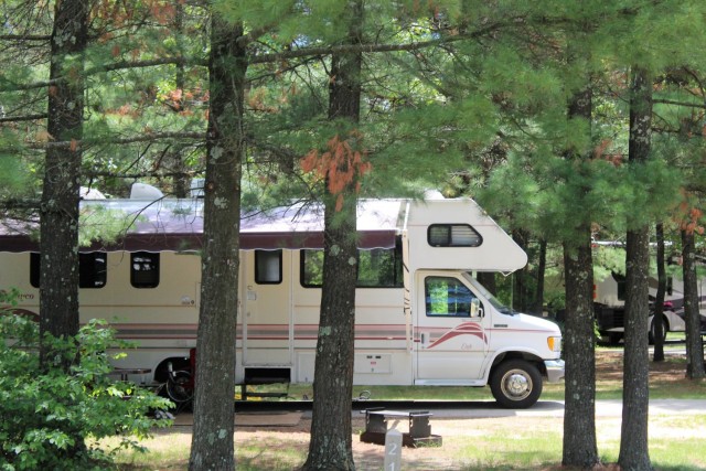 A camper is shown June 2, 2020, at Pine View Campground at Fort McCoy, Wis. Open year-round, Pine View Campground is part of Pine View Recreation Area. This area also includes Whitetail Ridge and Sportsman’s Range. The campground is nestled in a...