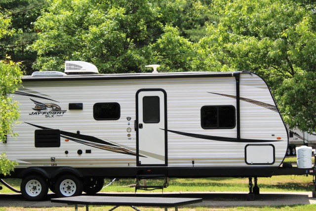A camper is shown June 2, 2020, at Pine View Campground at Fort McCoy, Wis. Open year-round, Pine View Campground is part of Pine View Recreation Area. This area also includes Whitetail Ridge and Sportsman’s Range. The campground is nestled in a...
