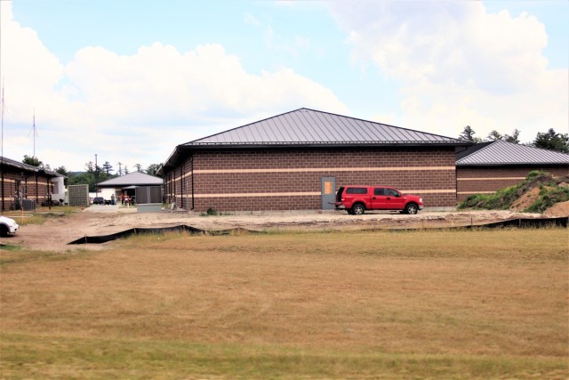 Work on a new simulations building is shown June 11, 2021, in the 200 block of the cantonment area at Fort McCoy, Wis. The construction of this facility is by Contractor MDM Construction Supply of Rockford, Ill. This is the same contractor that...