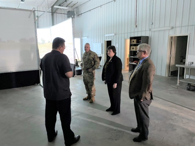 Installation Management Command-Readiness Director Brenda Lee McCullough visits a new Fort McCoy simulation training facility June 8, 2021, at Fort McCoy, Wis. McCullough visited Fort McCoy from June 7 to 9. She was joined by Command Sgt. Maj. Dan...