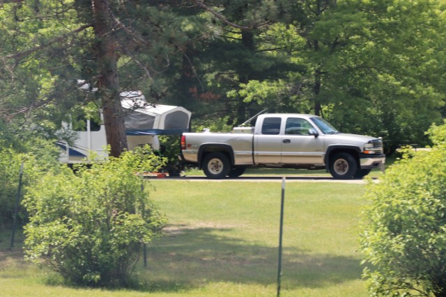 A camper is shown June 2, 2020, at Pine View Campground at Fort McCoy, Wis. Open year-round, Pine View Campground is part of Pine View Recreation Area. This area also includes Whitetail Ridge and Sportsman’s Range. The campground is nestled in a...