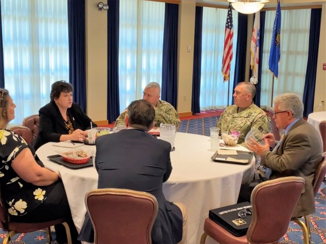 Installation Management Command-Readiness Director Brenda Lee McCullough meets with garrison personnel June 8, 2021, at Fort McCoy, Wis. McCullough visited Fort McCoy from June 7 to 9. She was joined by Command Sgt. Maj. Dan Dennison, CSM for...