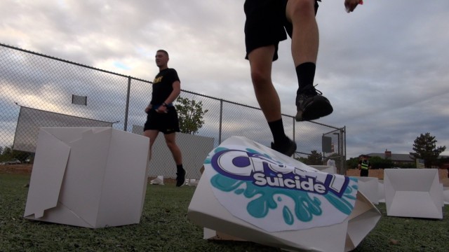 Soldiers from the 309th Military Intelligence Battalion run in the “Crush the Stigma” 10K recently to raise awareness about suicide prevention at Fort Huachuca, Ariz.