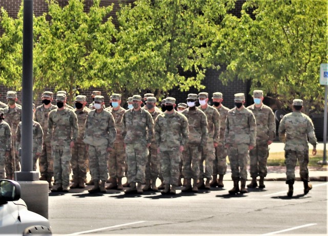 Students with Basic Leader Course 005-21 hold a formation during class operations June 15, 2021, at Fort McCoy, Wis. The NCO Academy was activated at Fort McCoy in 1988. The academy is one of the largest tenant organizations at the installation...