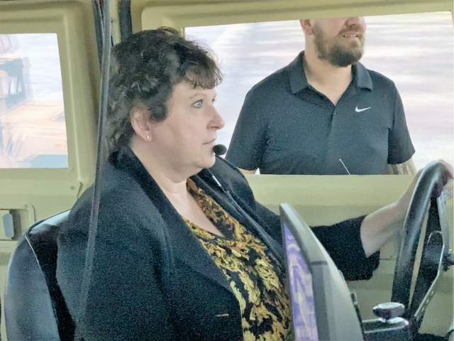 Installation Management Command-Readiness Director Brenda Lee McCullough participates in a simulation training event June 8, 2021, at Fort McCoy, Wis. McCullough visited Fort McCoy from June 7 to 9. She was joined by Command Sgt. Maj. Dan...