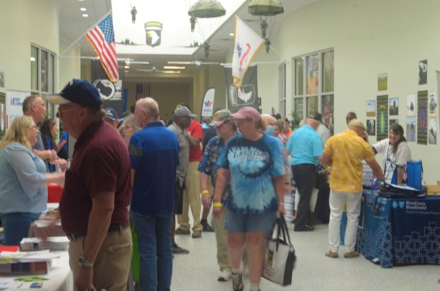 Retirees talk to vendors and service providers at the health fair during Retiree Appreciation Day June 19 at the Soldier Support Center. The event was part of the installation’s annual Week of the Eagles. Retirees also listened to guest...