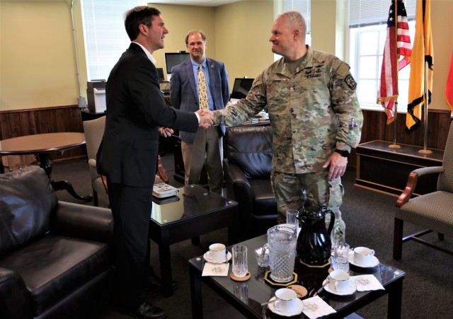 Kentucky Governor Andy Beshear meets with Commanding General of U.S. Army Cadet Command and Fort Knox Maj. Gen. John R. Evans Jr. July 6 to receive updates on the installation and Cadet Summer Training