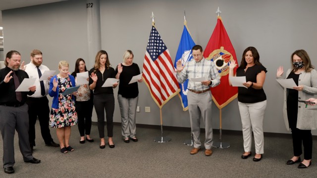 The Build the Bench interns during their Oath of Office on their first day as government employees.