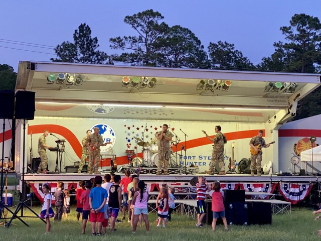 The 3rd ID Rock Band, Audie Murphy Mixtape entertains the crowd at the Fort Stewart Independence Day celebration, July 4 on Fort Stewart.