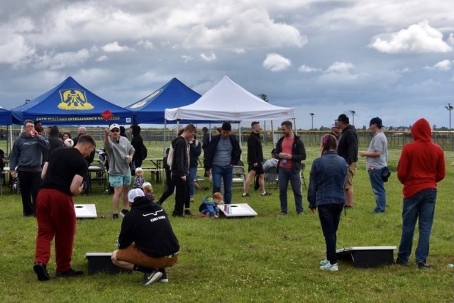 The cornhole game provided a chance to build teams during organization day.