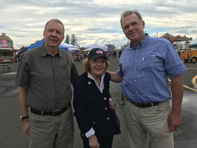 Berlin Airlift time witness, Vera Mitschrich with Michael Seidenberg and Klaus Bönning visited the US Army Garrison Wiesbaden July 4 celebration and enjoyed the fireworks.