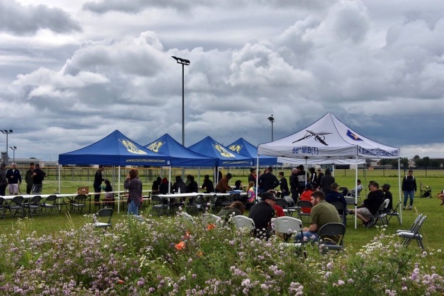 Despite the cloudy day, the 66th Military Intelligence Brigade organization day brought Soldiers and family members out to Clay North to enjoy time together.