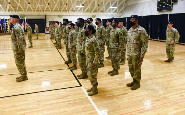 42nd Clearance Company cases colors for transfer to Fort Campbell