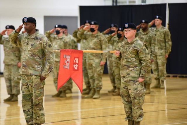 42nd Clearance Company cases colors for transfer to Fort Campbell