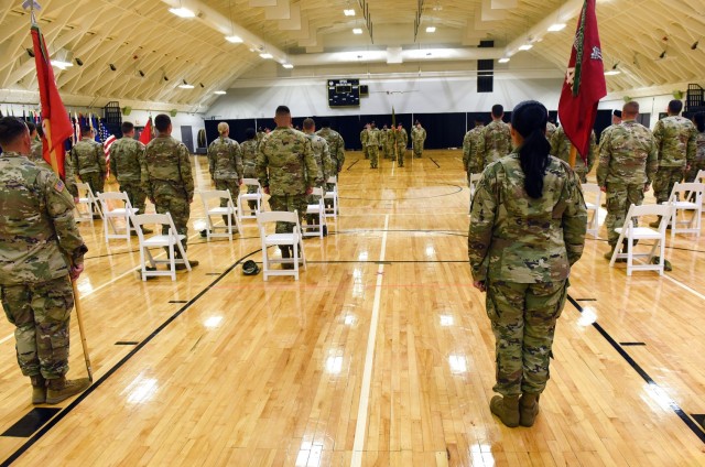 42nd Clearance Company cases colors for transfer to Fort Campbell