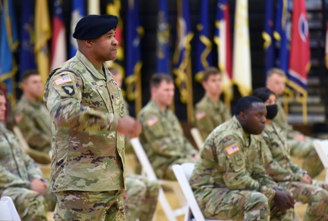 42nd Clearance Company cases colors for transfer to Fort Campbell