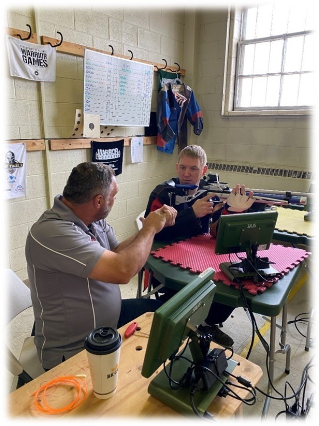 In May, Lt. Col. Kyle Eldridge, a Soldier assigned to the Fort Carson Soldier Recovery Unit, Colorado, trained with Bob McMullin, Army Warrior Games precision air sport rifle coach, in Colorado Springs. Eldridge will compete in the Department of...