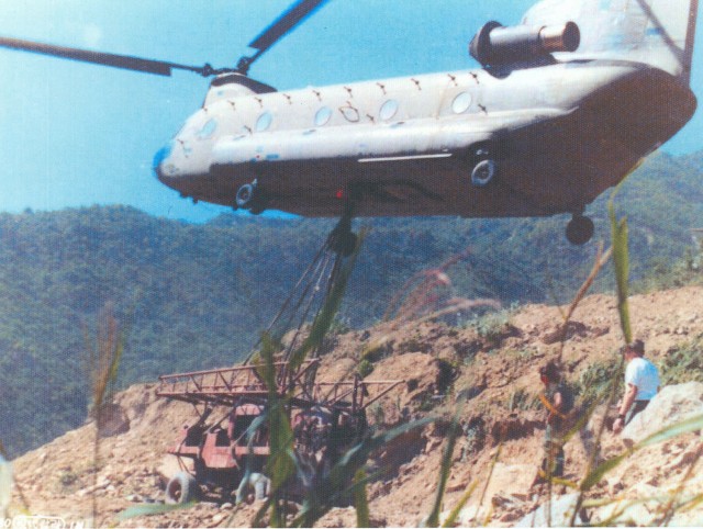 This photo, taken in 1985, shows the Far East District’s support for the DMZ tunnel neutralization in Yanggu, Gangwon Province, Republic of Korea. (FED Archives)