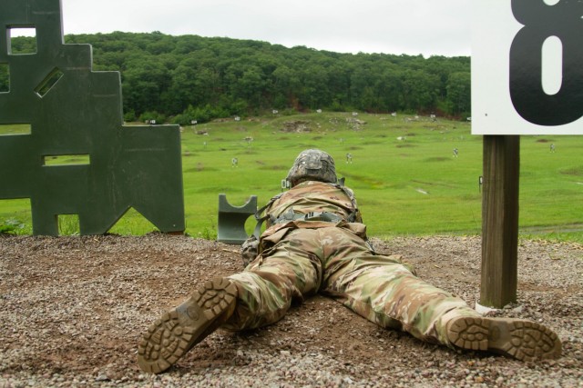 New cadets on their fourth day conducting Basic Rifle Marksmanship training during Cadet Basic Training July 9 at Camp Buckner. After marksmanship training, they will move on to land navigation where they will get hands-on experience in learning...