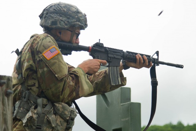 New cadets on their fourth day conducting Basic Rifle Marksmanship training during Cadet Basic Training July 9 at Camp Buckner. After marksmanship training, they will move on to land navigation where they will get hands-on experience in learning...