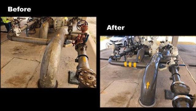 The fill stands and pump stations on Anderson Air Force Base, Guam, look shiny and new after receiving restorative coatings. The project is just a small part of an ongoing effort to protect vital fuel systems from the corrosion that pervades...