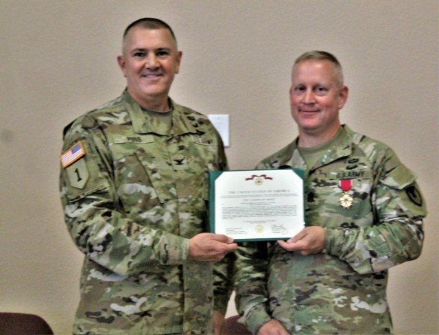 Command Sgt. Maj. Paul Mantha, former Fort McCoy Garrison command sergeant major, is shown after receiving the Legion of Merit in a special awards presentation ceremony July 1, 2021, at Fort McCoy, Wis. Garrison Commander Col. Michael Poss...